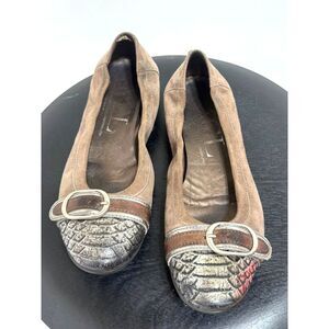 AGL	Monika cap toe ballet flat snake leather buckle